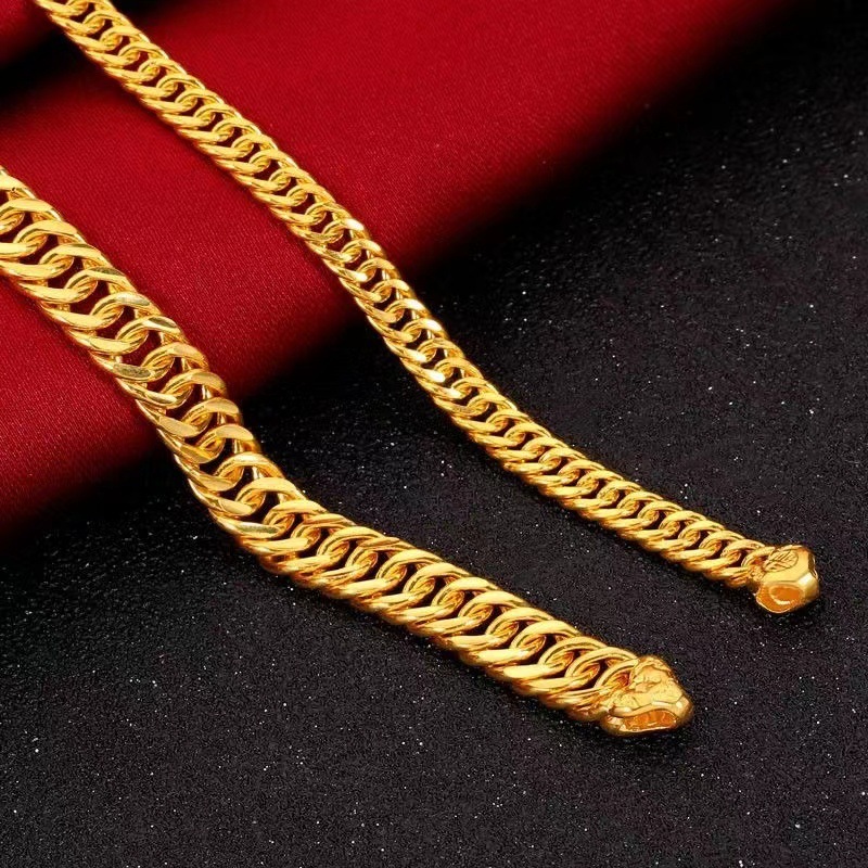 Vietnamese Sand Gold Men's Necklace, Domineering Boss Chain, Men's and Women's Neck Chain, Horsewhip Chain, Gold Color That Will Not Fade for a Long Time