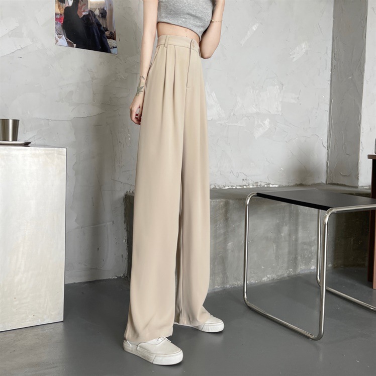 Suit Pants Women's 2023 Summer Korean-style Loose High Waist Wide Leg Slimming Drop-off Pants Straight Casual Pants