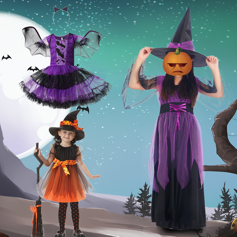 Wholesale Halloween Costume Kids cosplay Anime Costume Witch Cosplay Halloween Costume Set