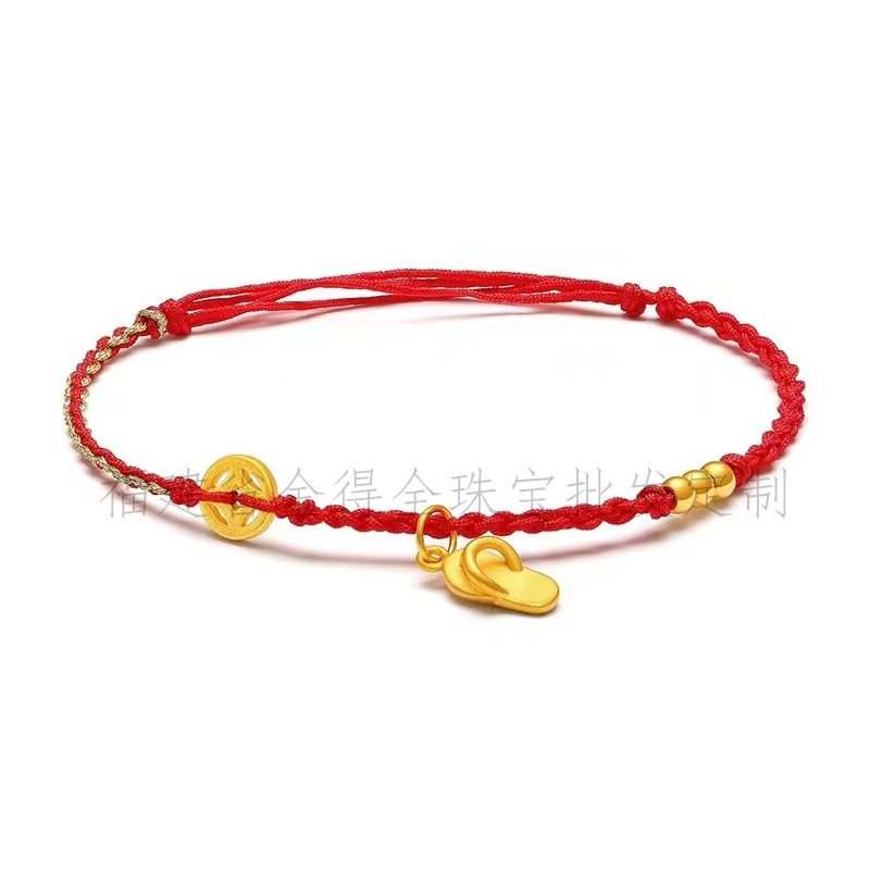 Gold small gold beads 999 gold transfer beads 3D hard golden surface ancient method round beads this life year diy bracelet accessories