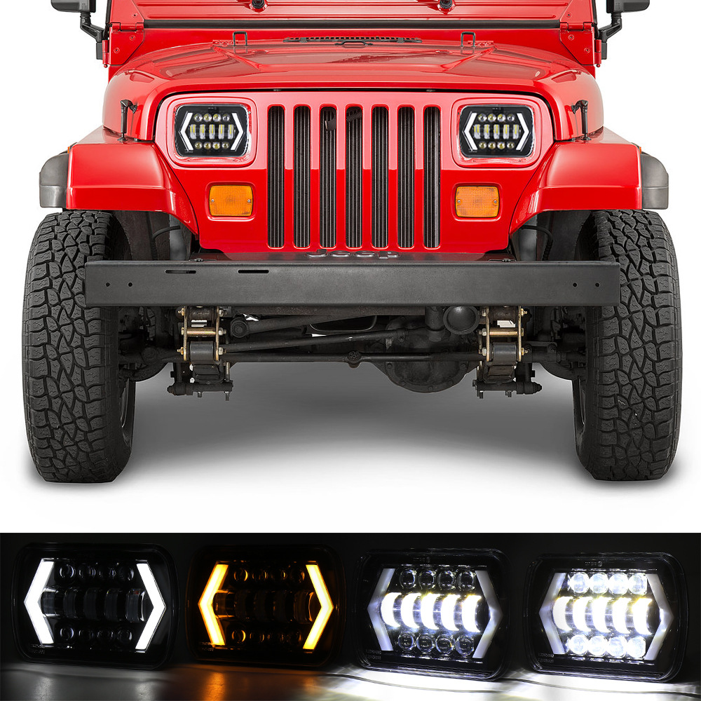 5X7 Square Wrangler Headlight 5x77inch Cherokee Headlight 55W Led Work Lights Truck