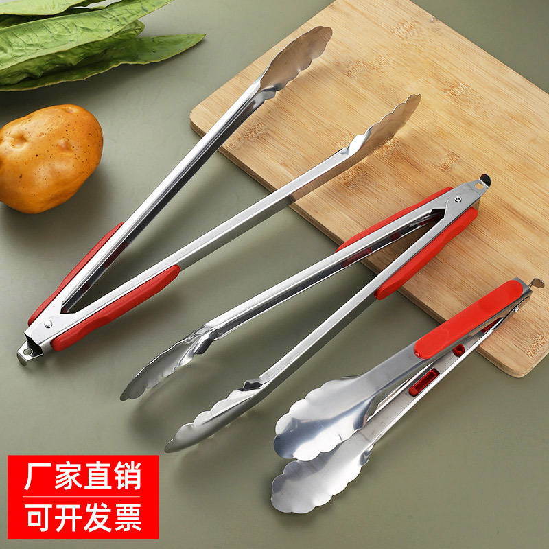 Многофункциональный зажим для еды из нержавеющей стали, домашний зажим с ручкой, популярный зажим для барбекю, зажим для стейков