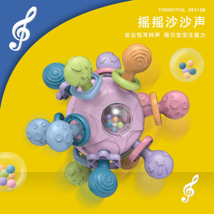 Cross-border Manhattan Hand-held Ball Baby Silicone Bite Glue Grinding Stick Baby Toy 0-1 Years 3 to 6 Months