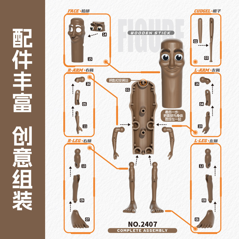 Cross-Border Tungtungtung Sahur Italian Brainrot Wooden Stick Figure Shanhaijing Jointed Figure
