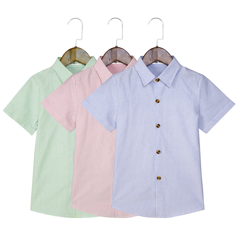 Children's shirt spring new boys Korean version of lapel shirt children's fashion striped base shirt a generation of hair