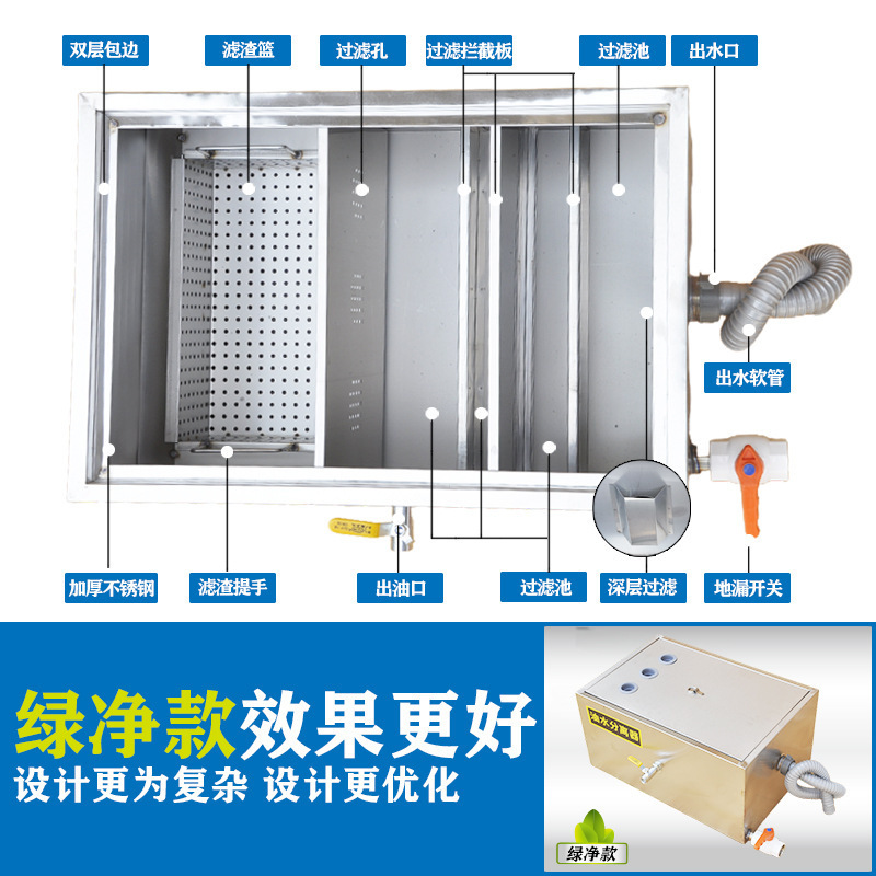 Stainless Steel Grease Trap Commercial Small Hotel Catering Kitchen Sewage Treatment Water Oil Oil-Water Separator Oil Filter