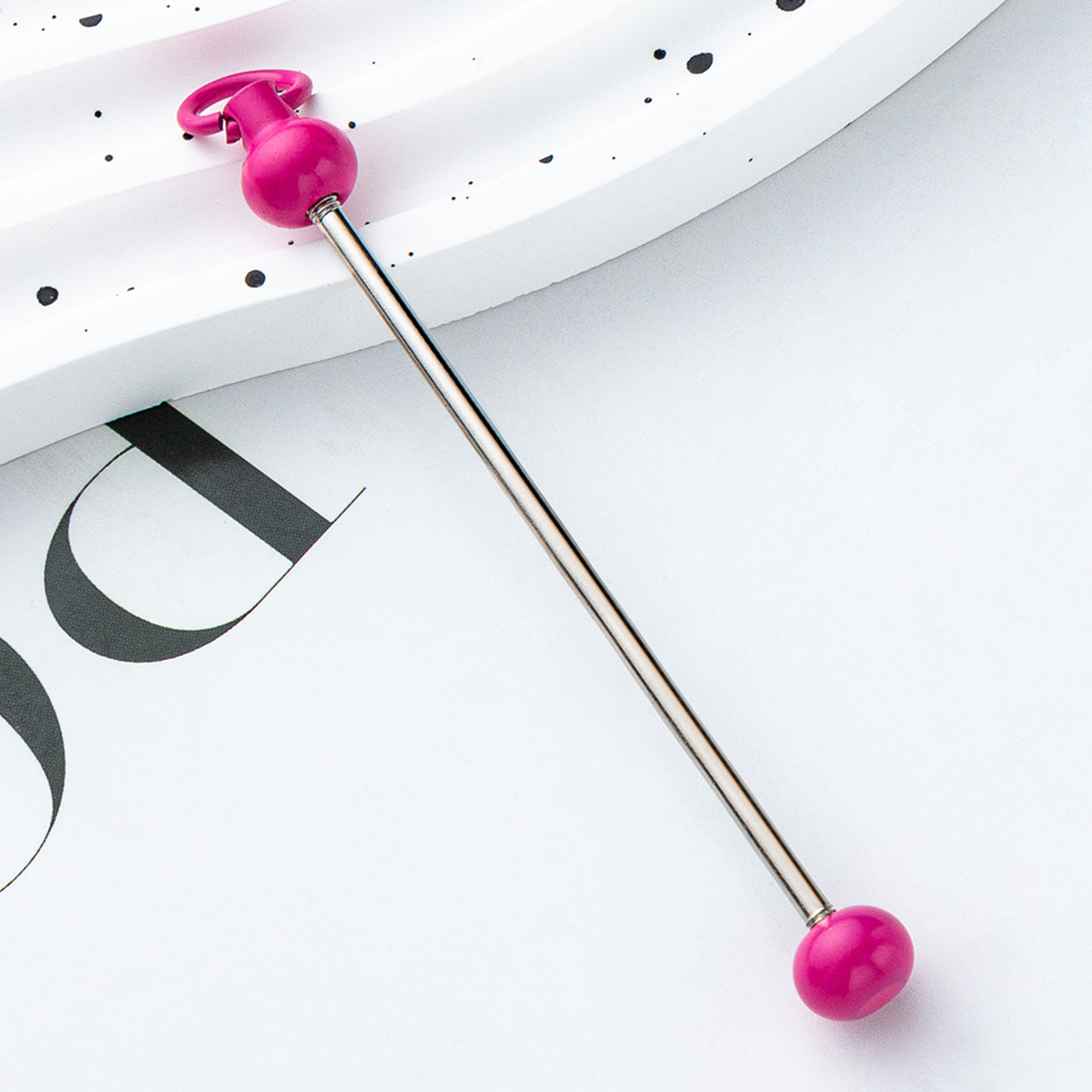 New creative diy beaded pole gradient color beaded keychain pole accessories pendant in stock wholesale