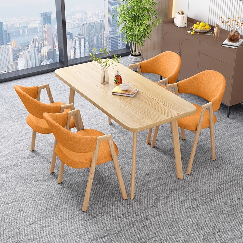 Nordic rectangular table simple leisure commercial reception meeting table small apartment dining table dining table table chair set