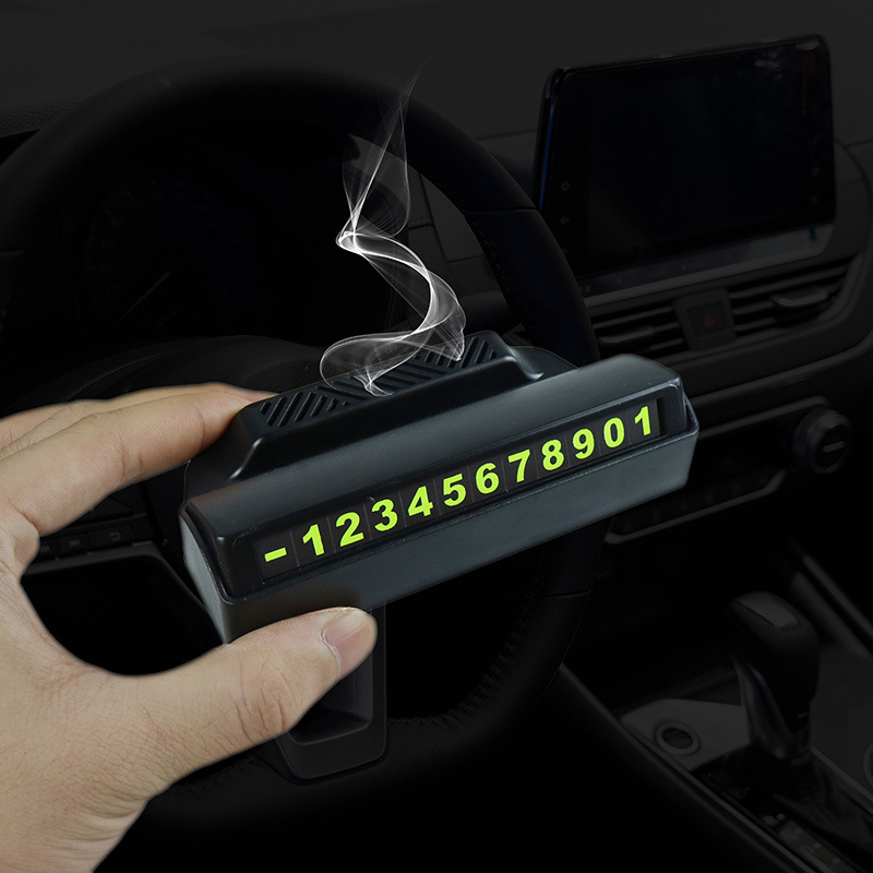 Multi-functional hidden with bracket with aromatherapy temporary parking number plate moving car card can be used as advertising gifts