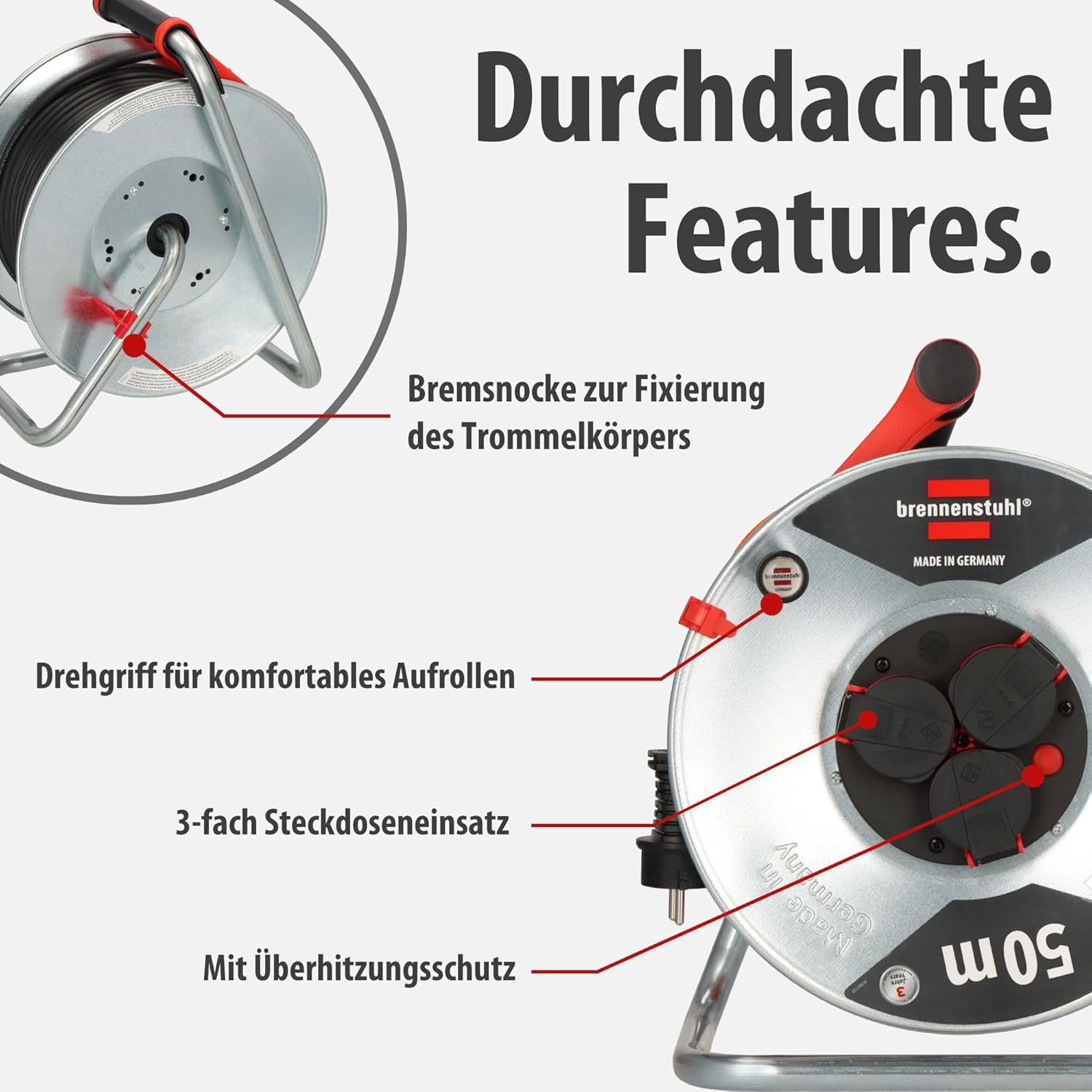 Brennenstuhl Garant S V2 Ip44 Cable Drum 50m Outdoor (Made