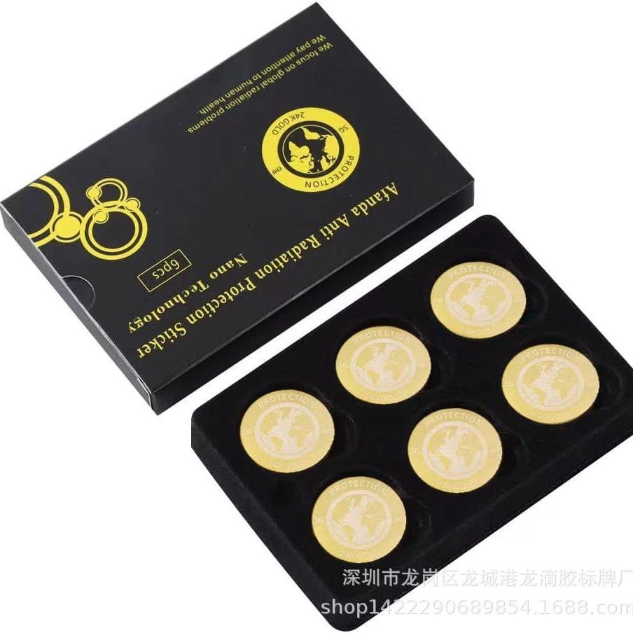 Golden Lucky Cat Anti-Radiation Phone Sticker Handbook Protective Sticker 24K Gold Plated Double-Sided Handmade Negative Ion