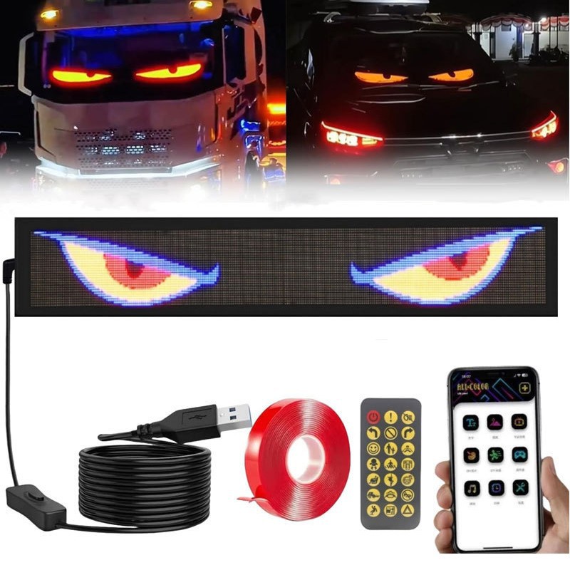 Cross-border new car LED soft screen usb car flexible advertising screen remote control Bluetooth car display universal