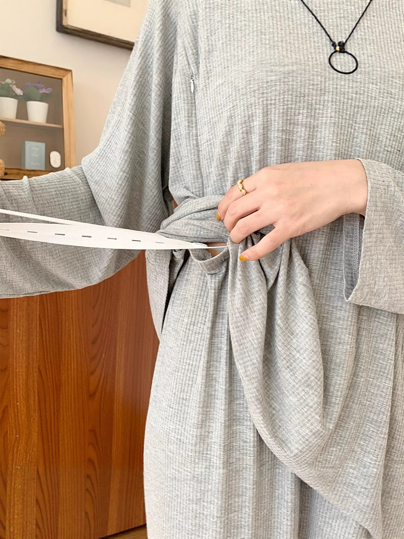 Maternity Long-Sleeve Long-Pants Set for Postpartum Nursing Sleepwear, Spring and Autumn Loose Plus-Size Maternity Loungewear