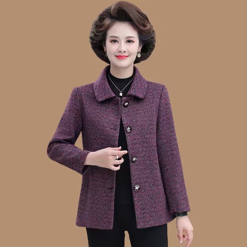 Mother's Woolen Coat for Middle-Aged and Elderly Women, Autumn and Winter Faux Mink Velvet Top for Seniors, Grandma's Thickened Warm Coat