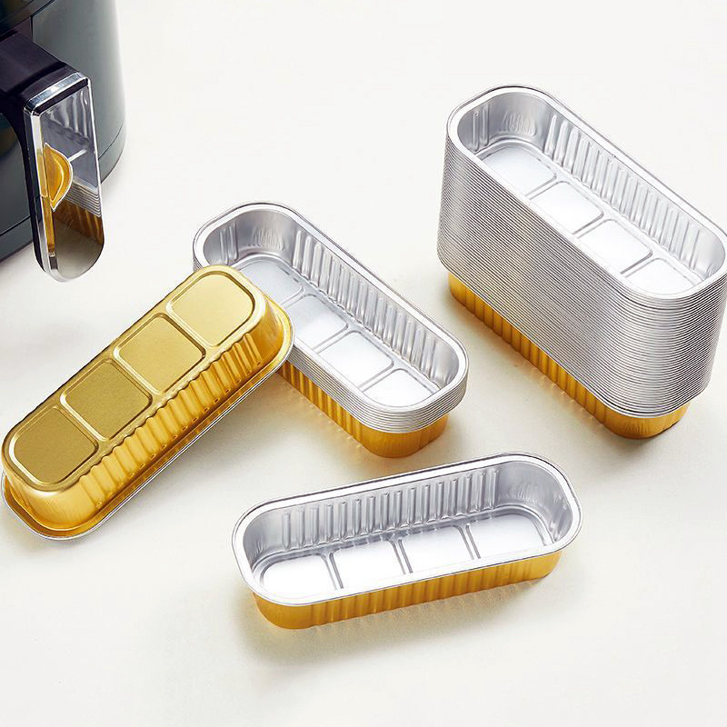 Tin Foil Box Gold Thickeneded Aluminum Foil Box Packaged Takeout Box Air Fryer Special Baked Durian Box Rectangular Baking