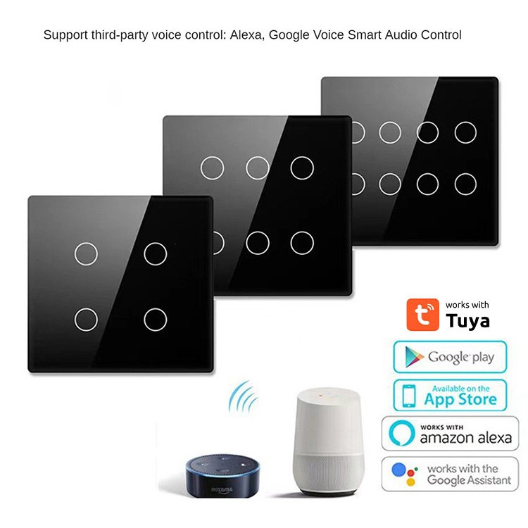 Tuya 124 Бразильская спецификация Wifi умный выключатель нулевая линия огня сенсорный выключатель приложение регулируемая подсветка