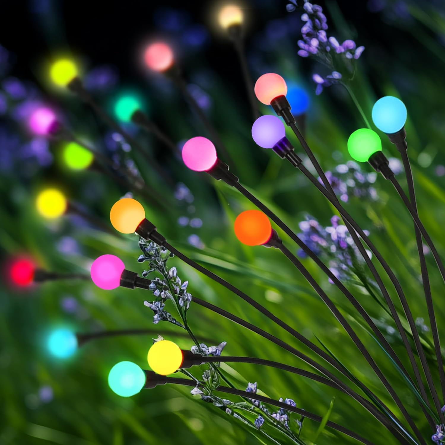 solar lawn light wind operated firefly light led outdoor courtyard garden floor lamp outdoor waterproof camping light