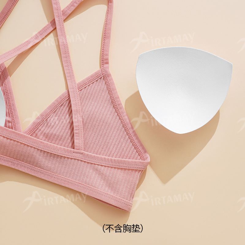 European and American Women's Sexy Fashion Detachable Breathable Thread Cotton No Steel Ring Thin Strap Cross Fitness Yoga Bra for Women