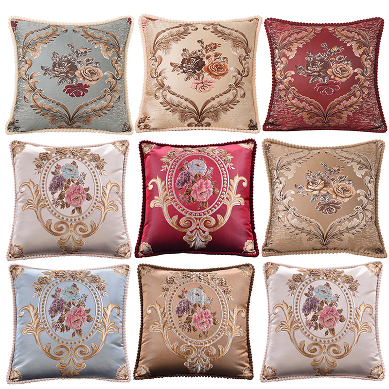 European-style jacquard classical sofa pillowcase home office nap pillow one-piece delivery car waist support backrest