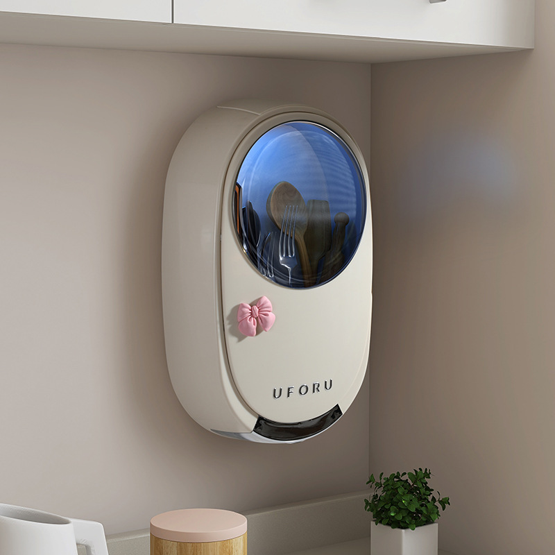 Xinman UV disinfection chopsticks holder household bucket kitchen storage box basket storage rack spoon draining cage wall-mounted