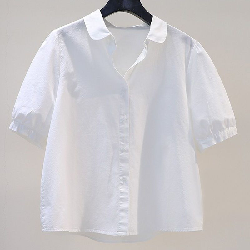 Avocado Fresh Bubble Sleeve Shirt Women's Loose Short Sleeve Casual Shirt 2025 Summer Temperament Versatile Top