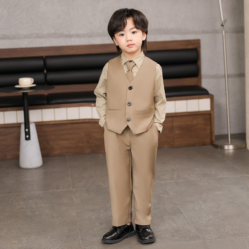 Children's Vest Dress suit Summer Flower Girls Wedding Dress Baby's Birthday Suit Boys' Performance Suit