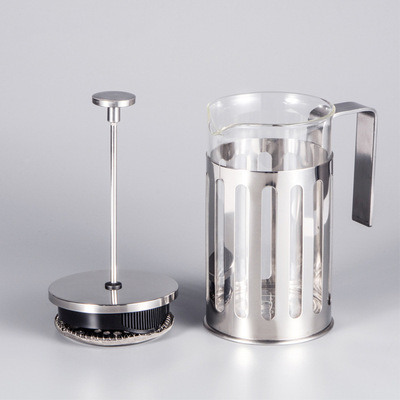 Factory Direct Stainless Steel French Press Pot Hand Punching Household French Tea Maker Vertical Stripe Coffee Pot Utensils