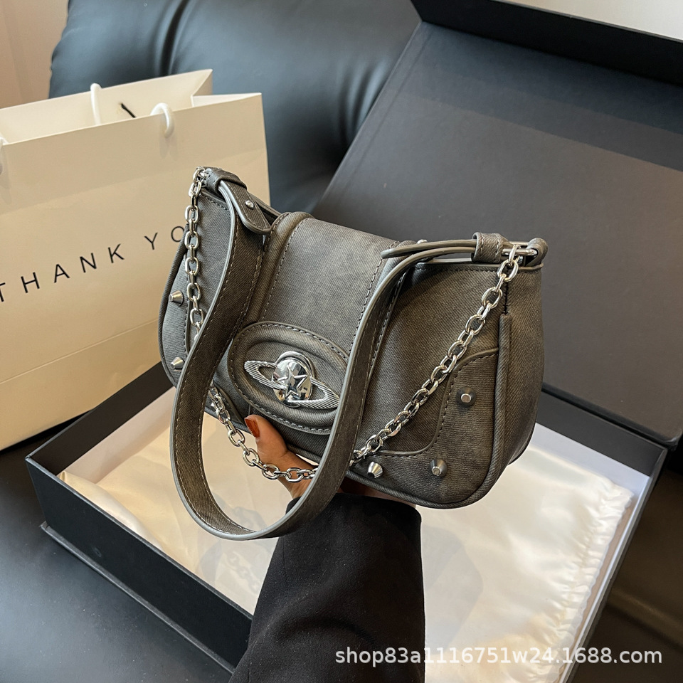 Сумка маленькая квадратная ретро для коммутирования, модная джинсовая сумка через плечо для повседневного использования