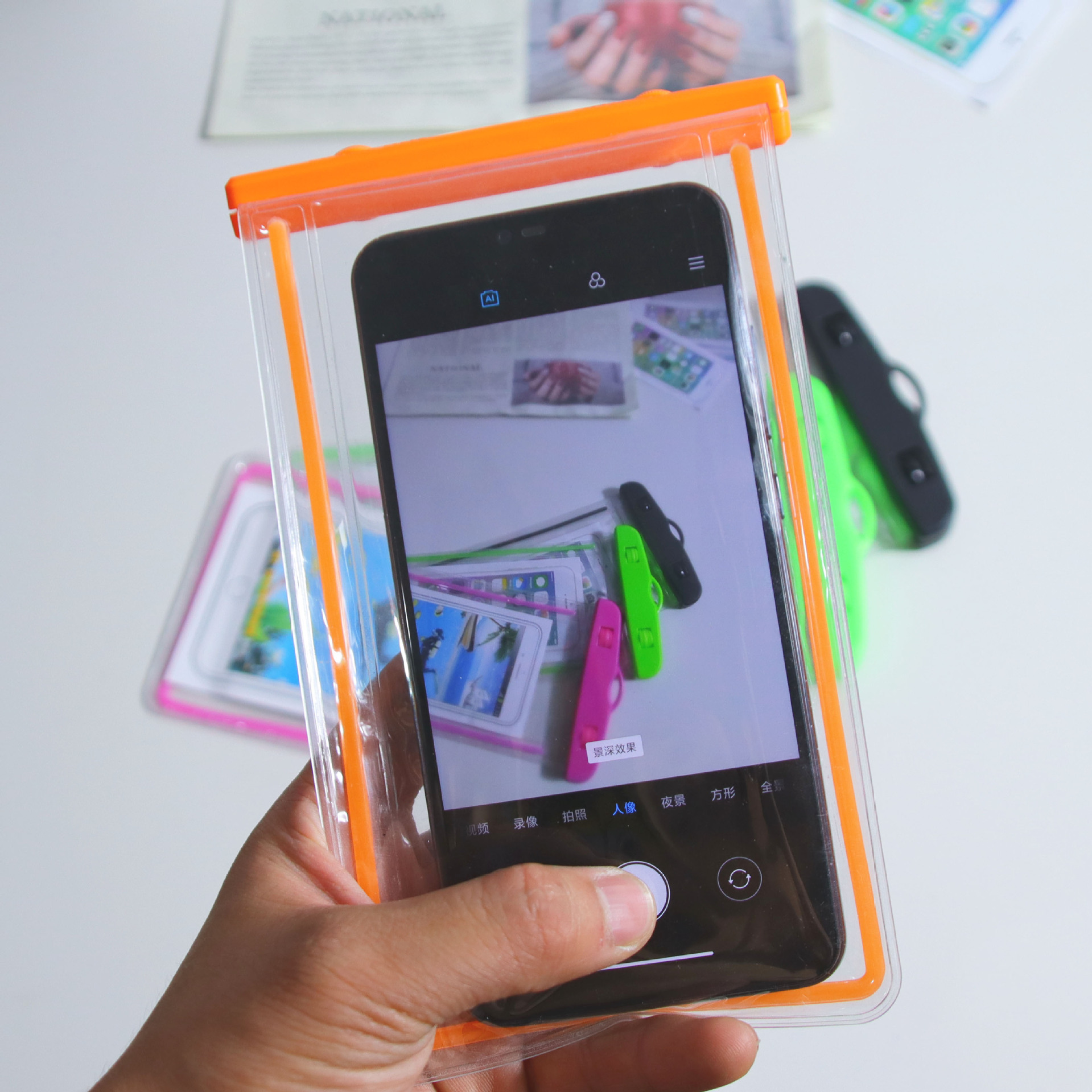 Spot Outdoor Swimming Fluorescent Mobile Phone Waterproof Bag Pvc Diving Rafting Luminous Touch Screen Photo Mobile Phone Waterproof Case