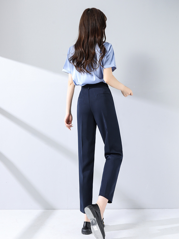 Black Pants Women's Pendant Spring and Autumn Summer High Waist Casual Straight Pipe Pants Nine-point Professional Commuter Work Pants