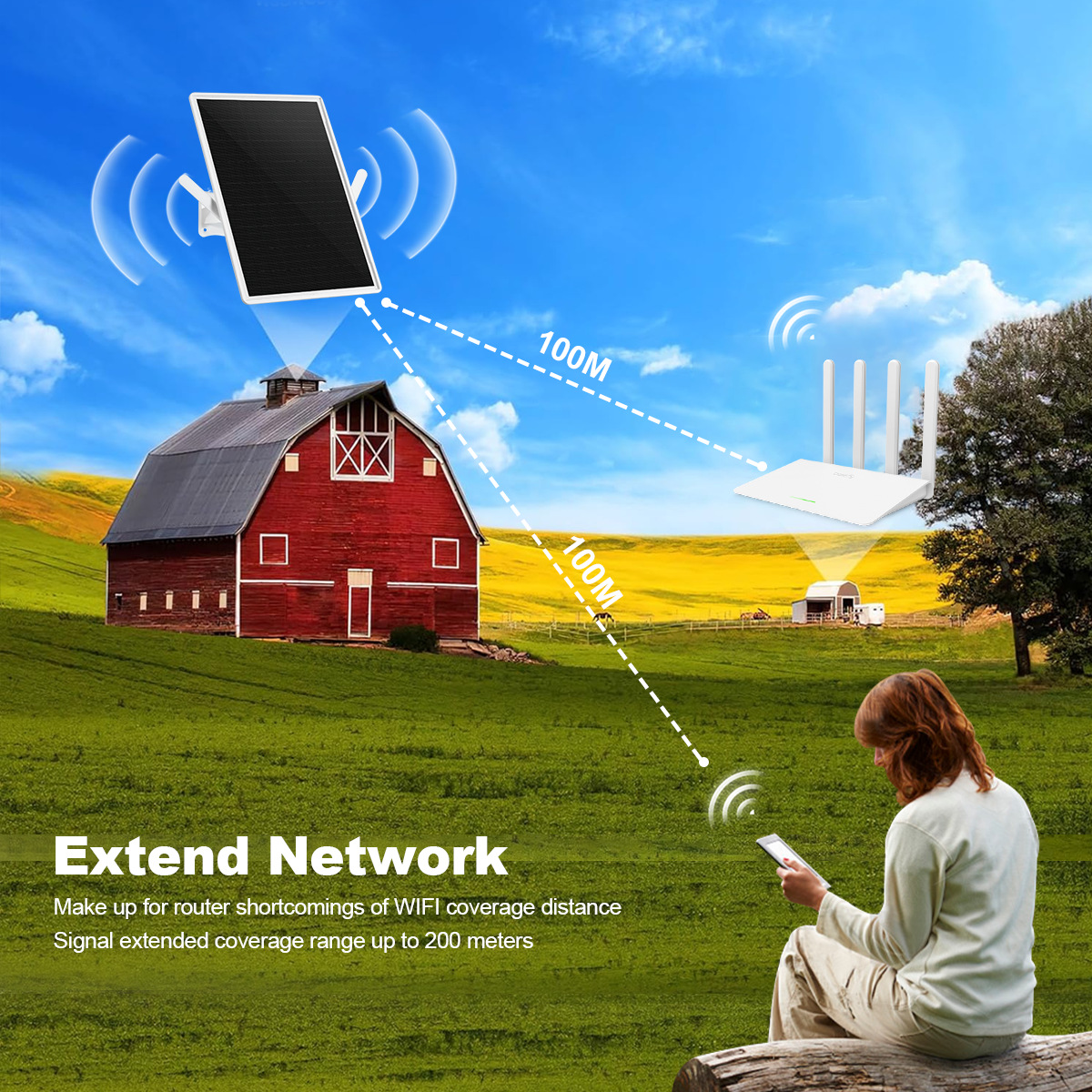 Solar Repeater WIFI Signal Amplifier Wireless WiFi Extension solar WIFI repeater