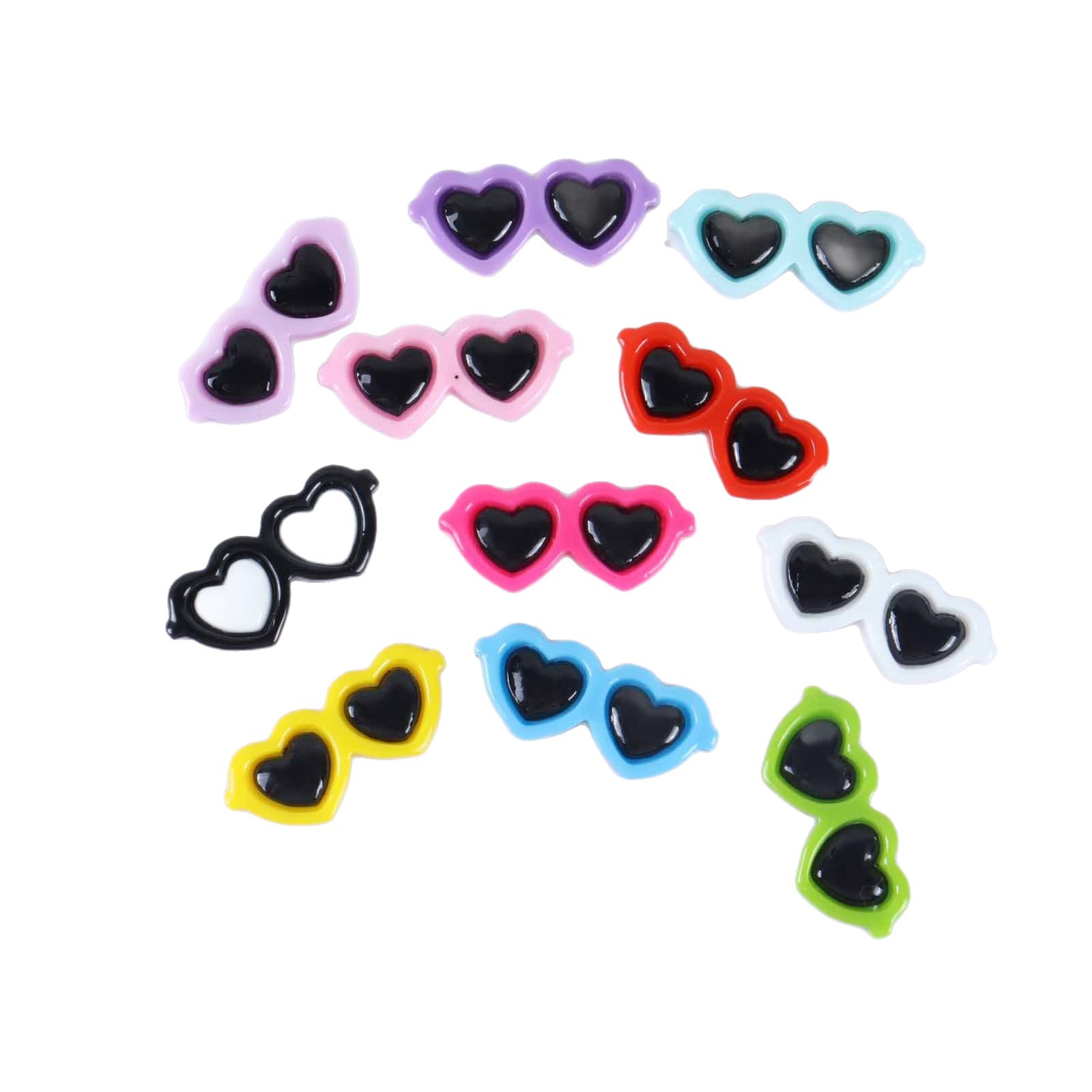 Colorful Small Resin Acrylic Heart Sunglasses Heart-Shaped Glasses Accessories DIY Doll Pendant Handmade Decorative Accessories