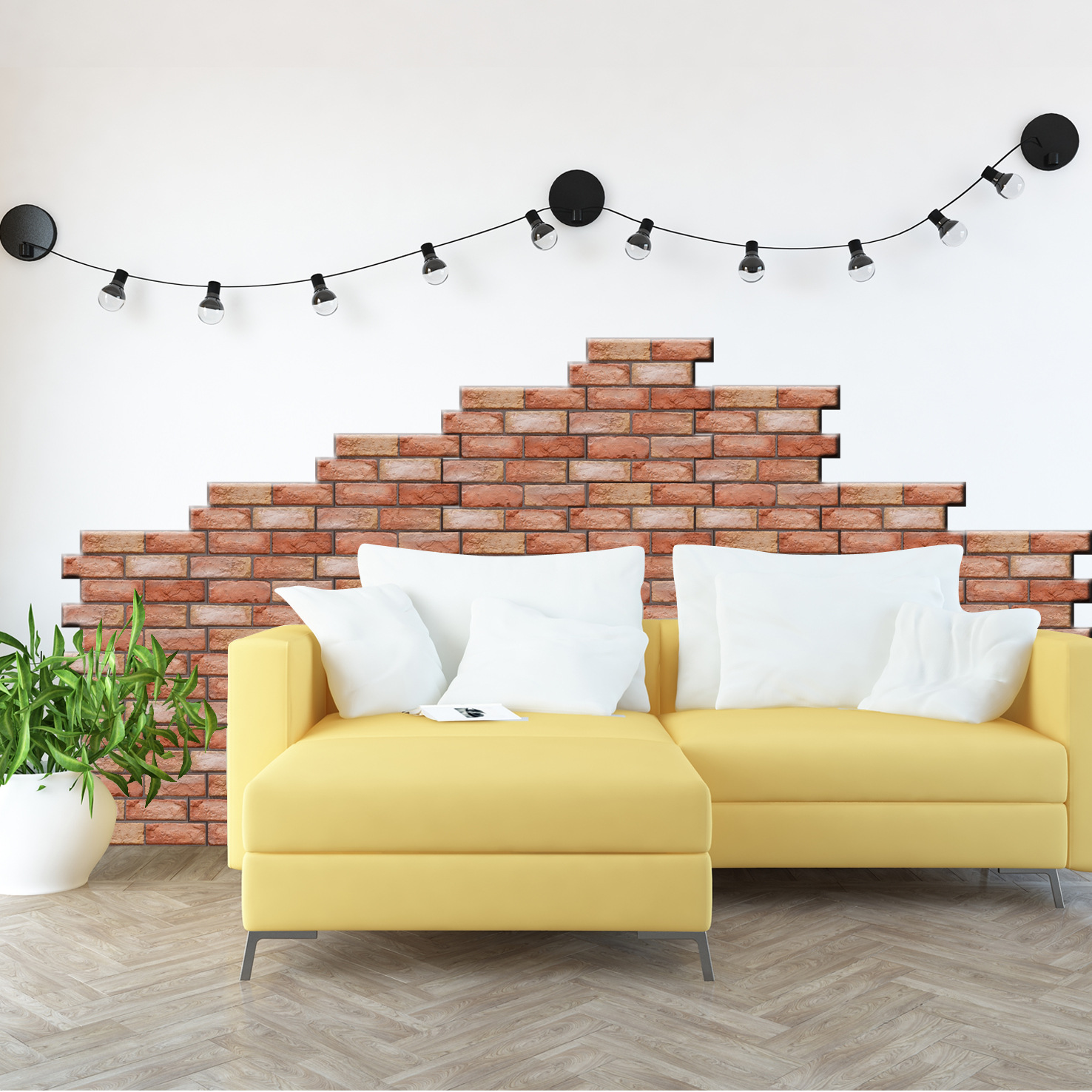 3D Stereo Tv Background Pvc Wallpaper Wall Self-Adhesive Foam Wall Sticker Waterproof and Anti-Collision Restaurant Background Wall Decoration