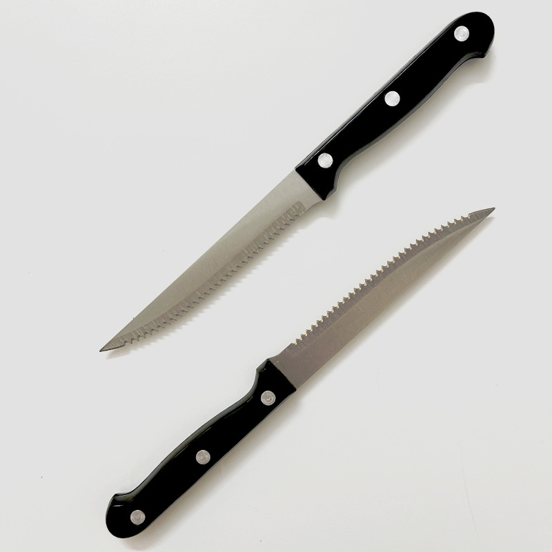 Hot-selling Serrated Steak Knife Stainless Steel Steak Cutting Knife Hotel Western Restaurant Special Food Supply Knife Plastic Handle