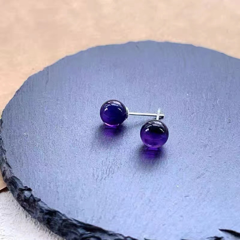 S925 Natural Amethyst Earrings with a High-End Feel, Agate Drop Earrings, National Style Jewelry for Women, Niche Jade Pure Silver National Trend Style