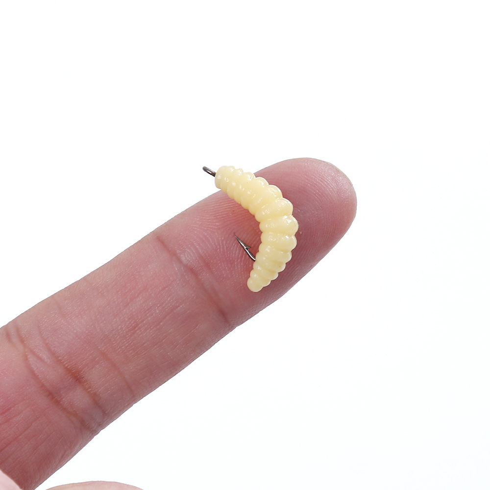 Luya Hook Silicone 2cm Bread Insect Bionic Maggot Worm Soft Bait Horse Mouth White Strip Carp Crucian Bream