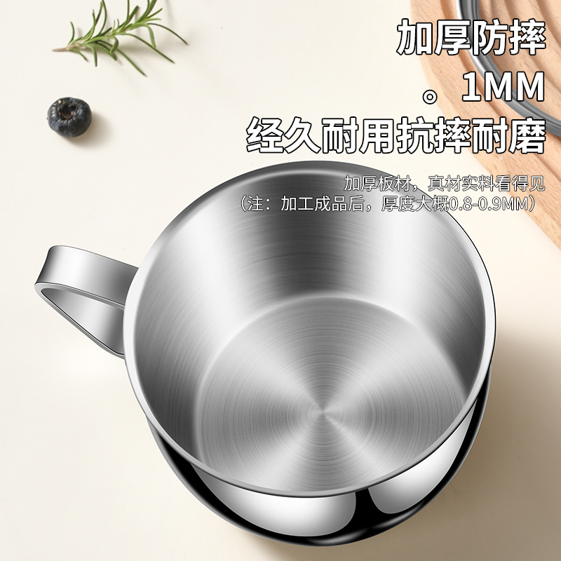 Thickened 304 Stainless Steel Breakfast Cup Food Grade Milk Cup with Lid Office Worker Student Instant Noodle Bowl Anti-Fall Cup