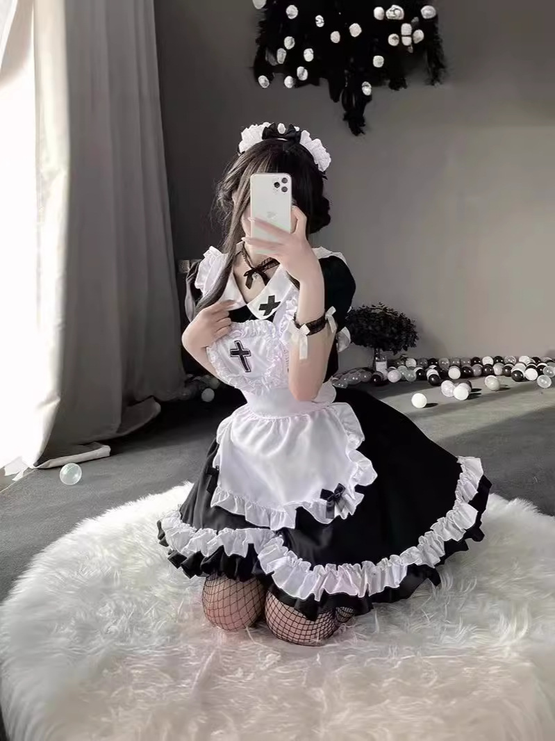 Second-dimensional Japanese Maid Dress Soft Girl Cute Large Size Maid Lolita Dress Daily Lolita COS Dress