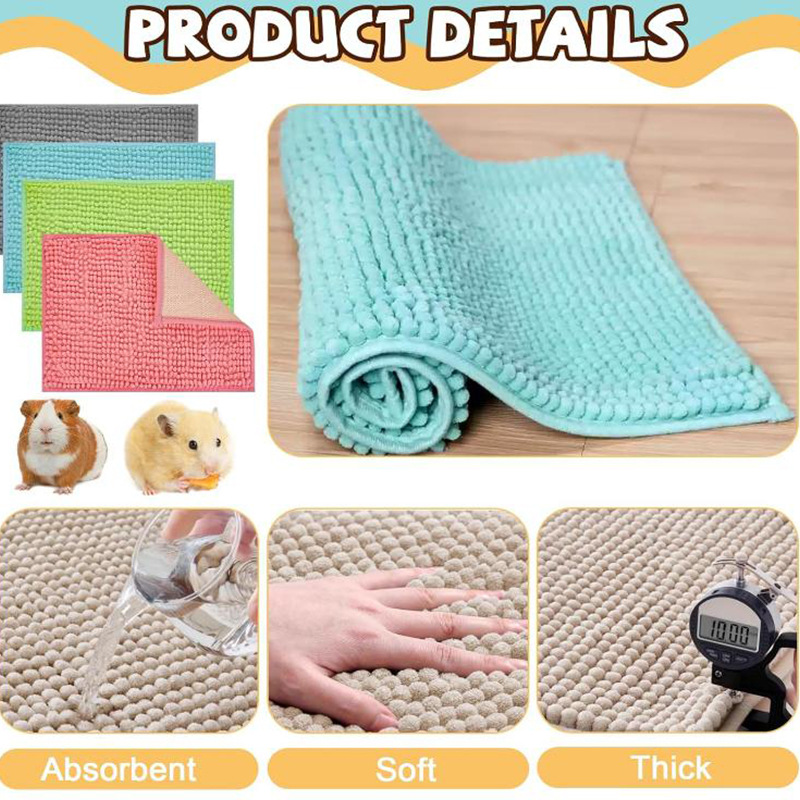 Cross-Border New Guinea Pig Cage Lining Chenille Plush Anti-Slip Mat Reusable Washable Small Pet Rabbit Mat
