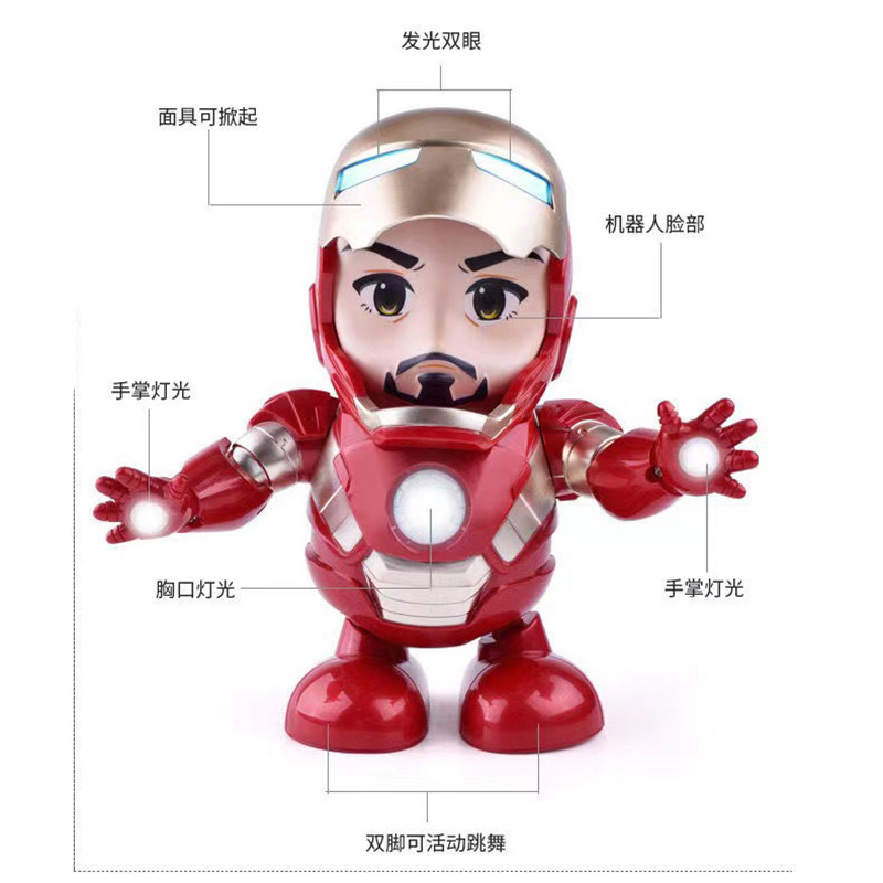 Cross-Border Douyin Internet Celebrity Singing and Dancing Steel Toys Electric Robot Children's Light Toys Wholesale