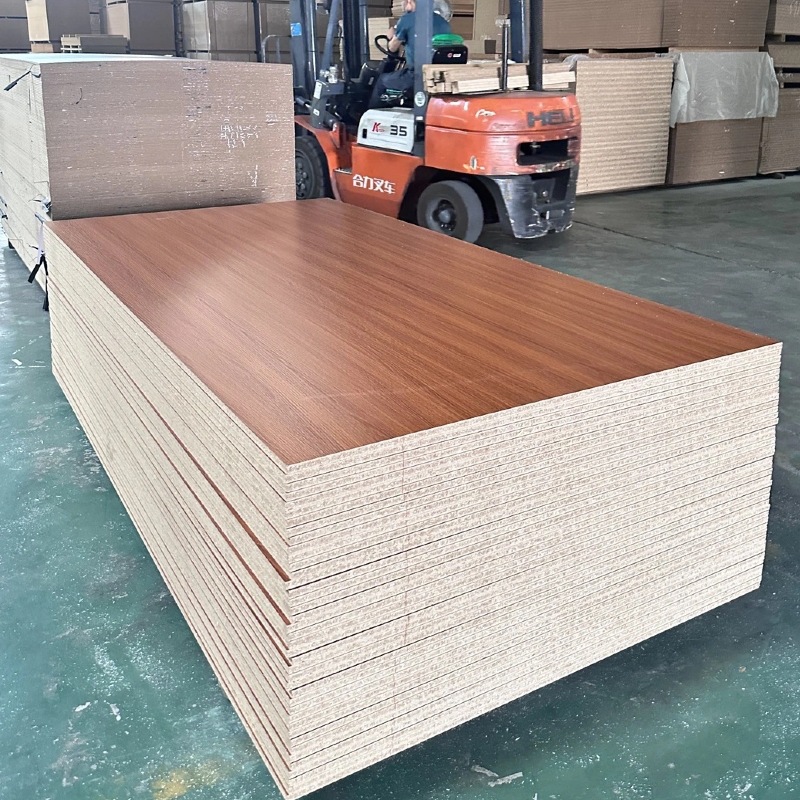 Solid Wood Particle Board Walnut Veneer Paint-Free Board Wood Grain 15mm E1 Grade Partition Melamine Particle Board