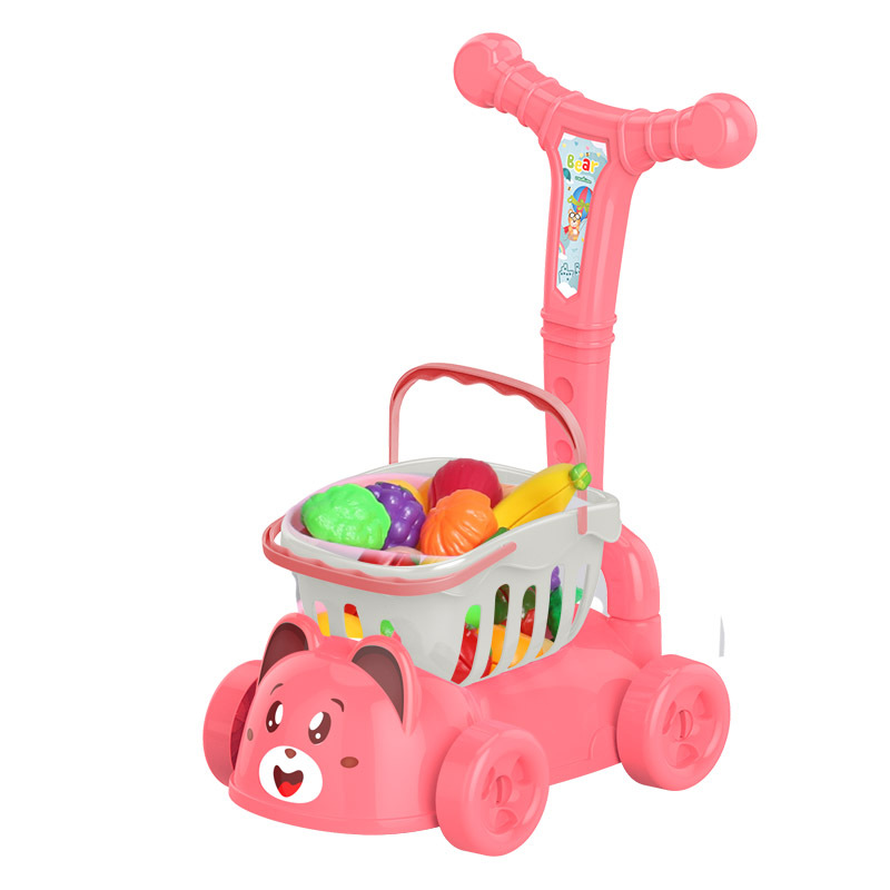 Children's play toy shopping cart supermarket trolley vegetables fruit cutting music kitchen toy factory direct sales