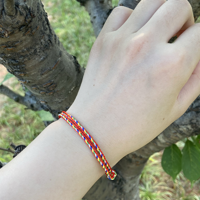 Dragon Boat Festival Colorful Rope Red Rope Bracelet Wu Qingfeng Same Style Shackle This Year Colorful Rope Prayer Woven Hand Rope