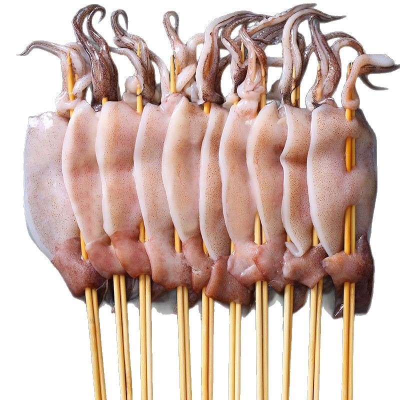 Iron Plate Large Squid Skewers Barbecue Skewers Hot Pot Fried Ingredients Family Commercial Fresh Frozen Semi-Finished Products Sf Free Shipping