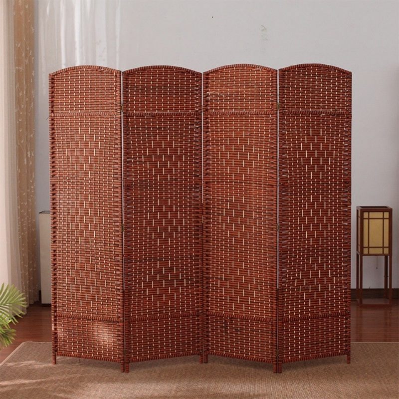 Special Offer Chinese Rattan Screen Folding Partition Solid Wood Fashion Hotel, Living Room Bedroom Mobile Folding Screen Simple Factory