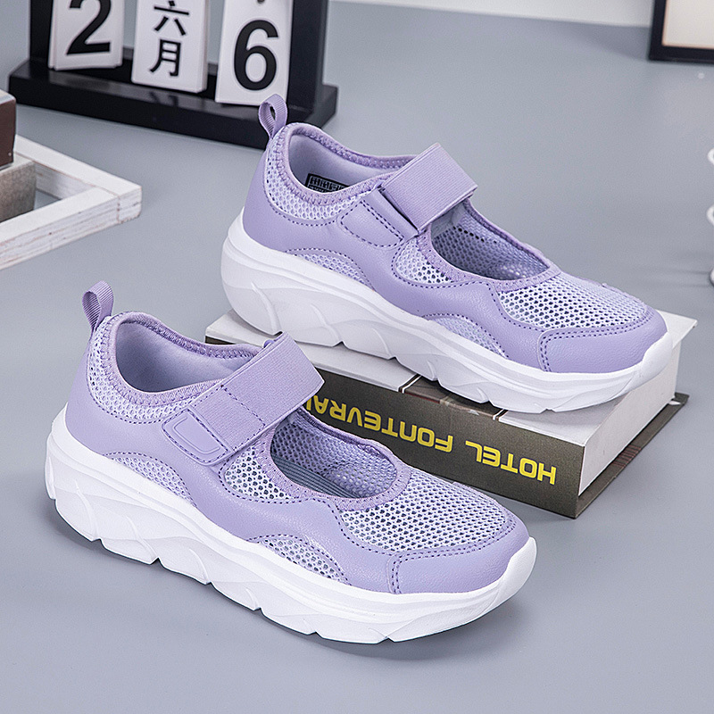 Mother Shoes Women's 2024 Summer New Women's Shoes Breathable Slip-on Hollow Breathable Retro All-match Shoes