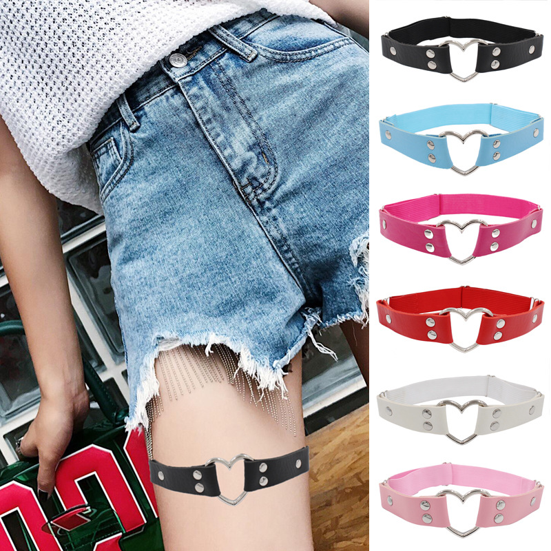 Кросс-бордовая панк-стилизация, подвязка в виде сердца с двойными заклепками, аксессуары для уличной фотографии, сексуальные ювелирные изделия, браслет на щиколотке