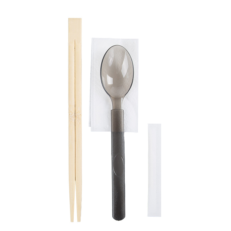 Disposable American Spoon Chopsticks Four-piece Meal Package Take-out Bibimbap Light Food Hard Tuhao Spoon Paper Towel Toothpick