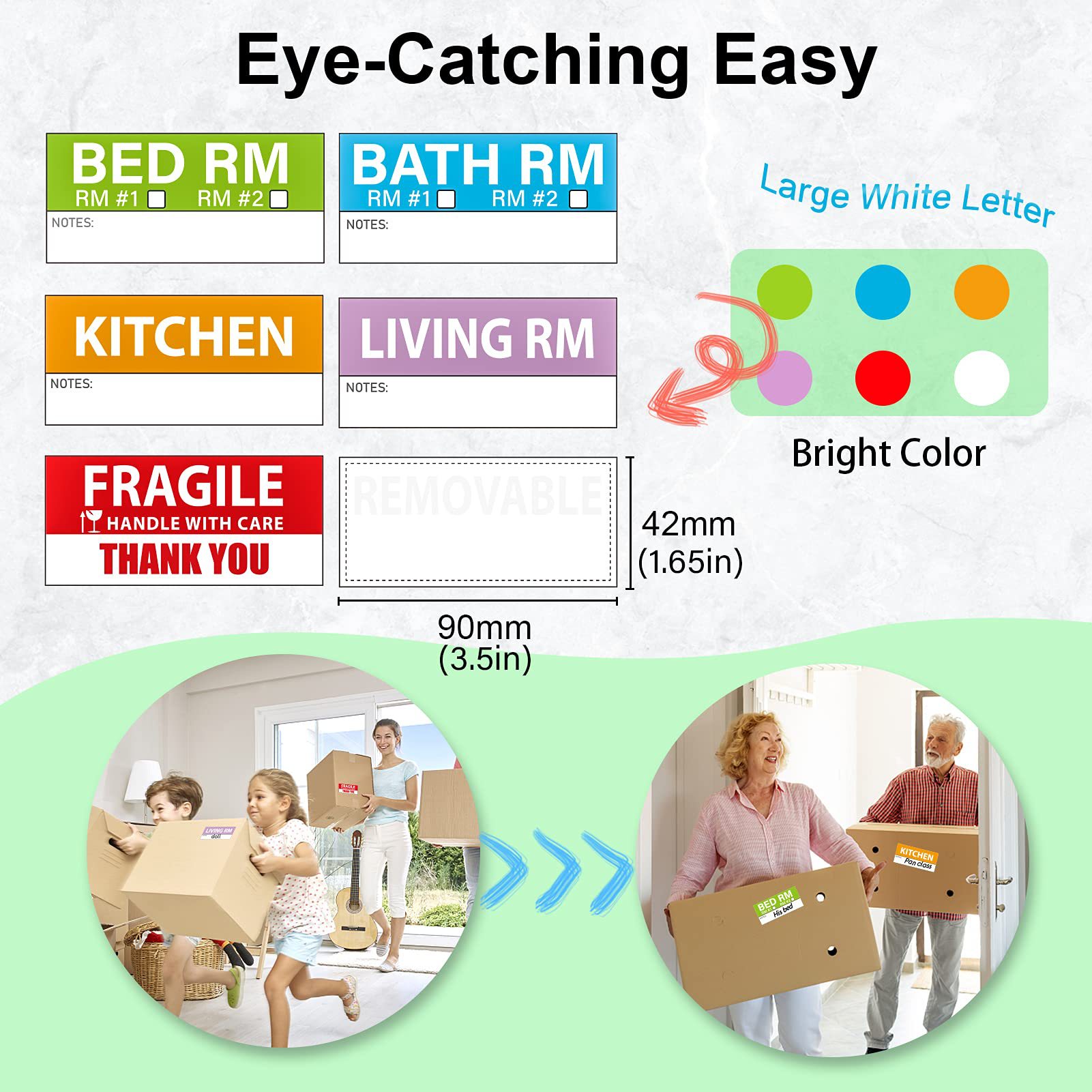 42X90Mm Large Family Mobile Labels Are Suitable for Apartments, 6 Different Colors Labels