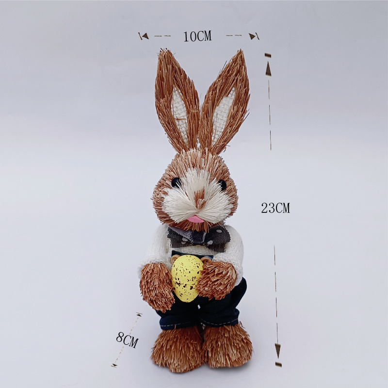 23cm Mini Handmade Straw Rabbit Forest Style Cultural and Creative Easter Offline Same Style Cross-Border Dropshipping
